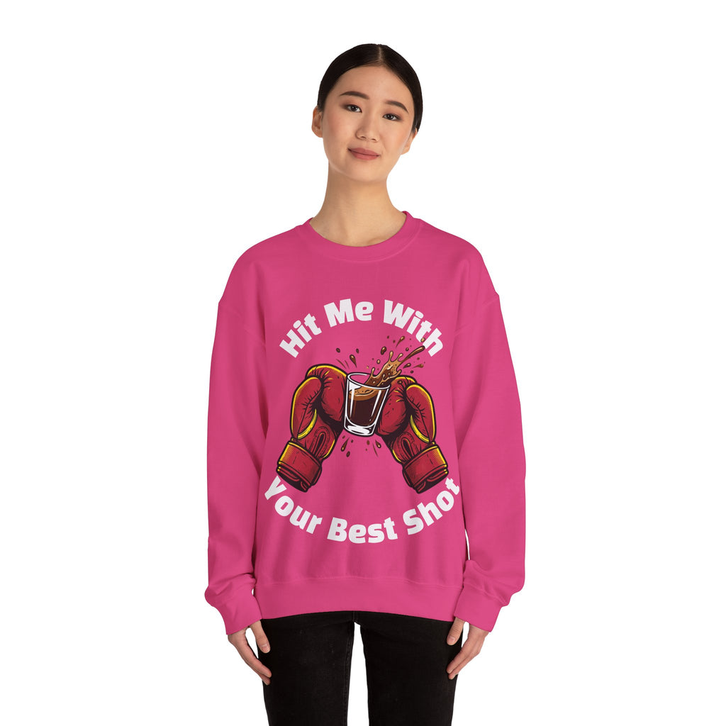 Hit Me With Your Best Shot Espresso Boxer Sweatshirt - Funny Coffee Pun