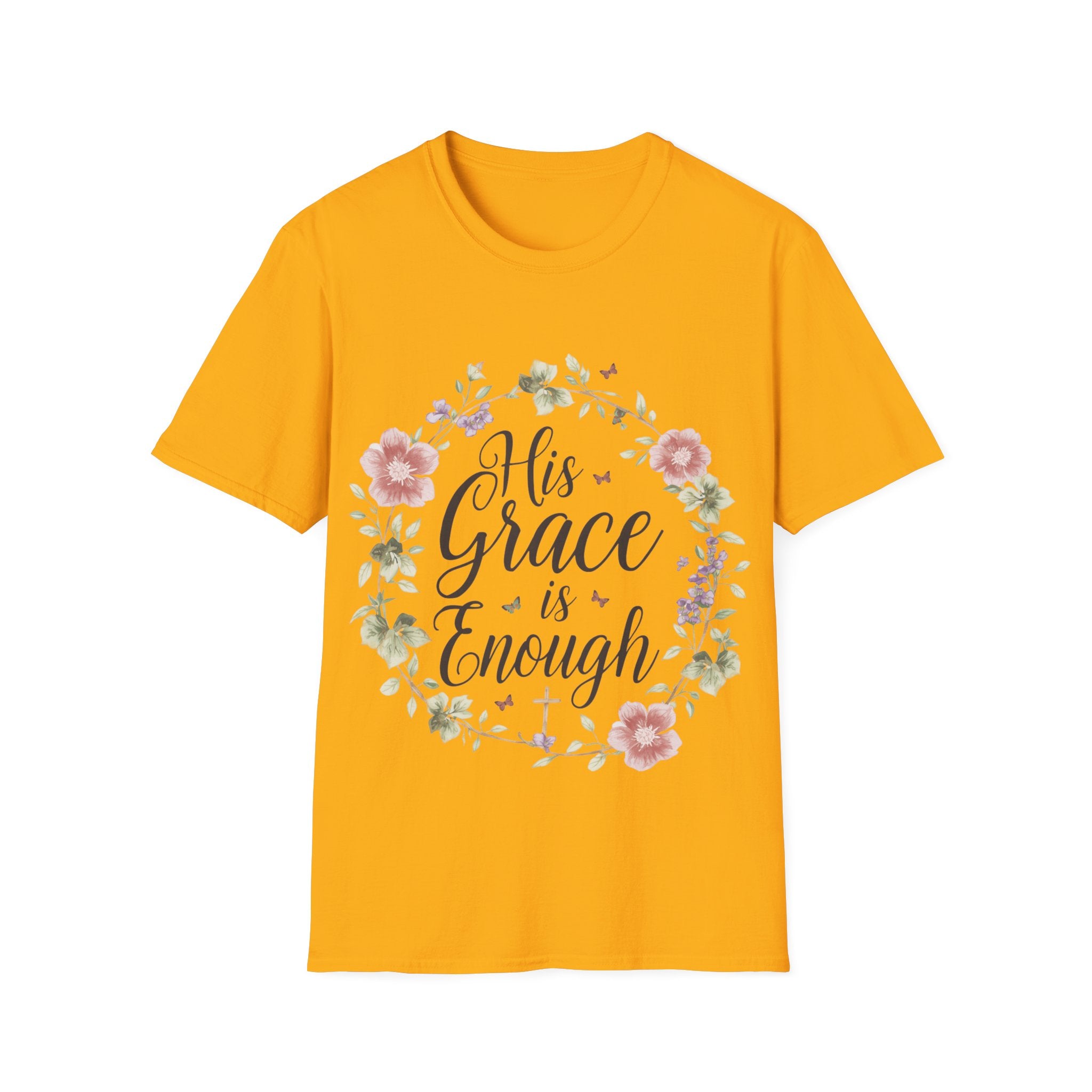 His Grace is Enough T-Shirt | Christian Cottagecore Shirt | Faith Floral Bible Verse Tee