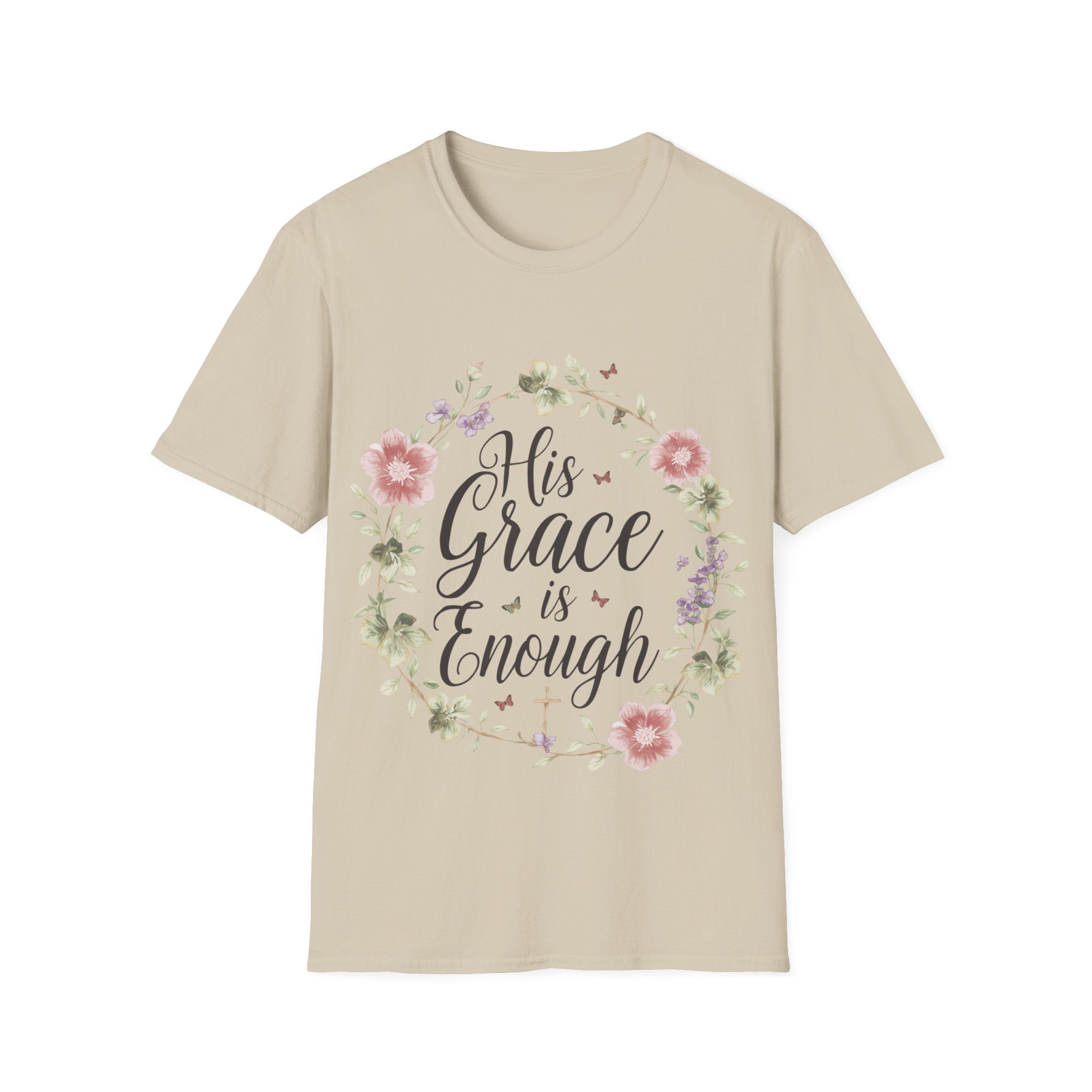 His Grace is Enough T-Shirt | Christian Cottagecore Shirt | Faith Floral Bible Verse Tee