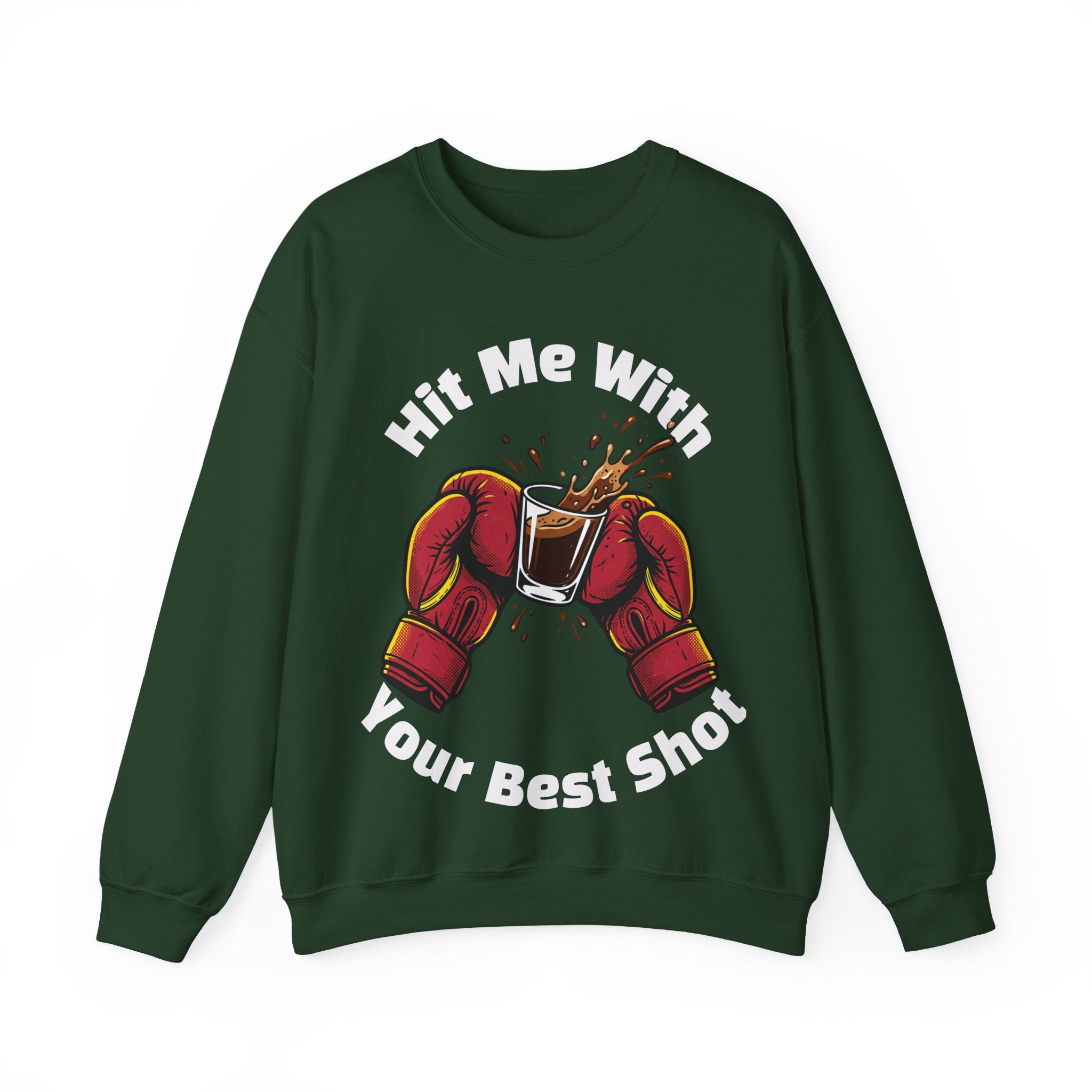 Hit Me With Your Best Shot Espresso Boxer Sweatshirt - Funny Coffee Pun