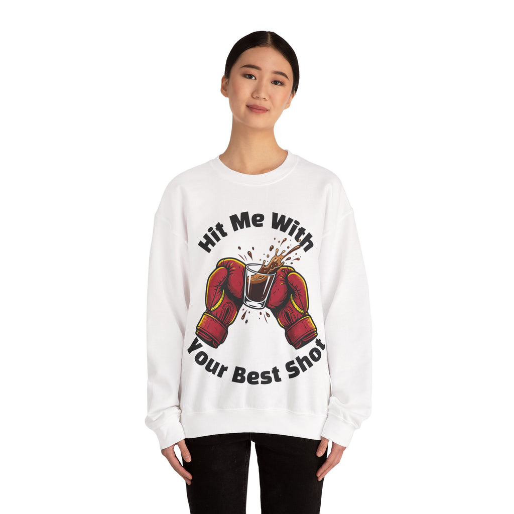 Hit Me With Your Best Shot Espresso Boxer Sweatshirt - Funny Coffee Pun