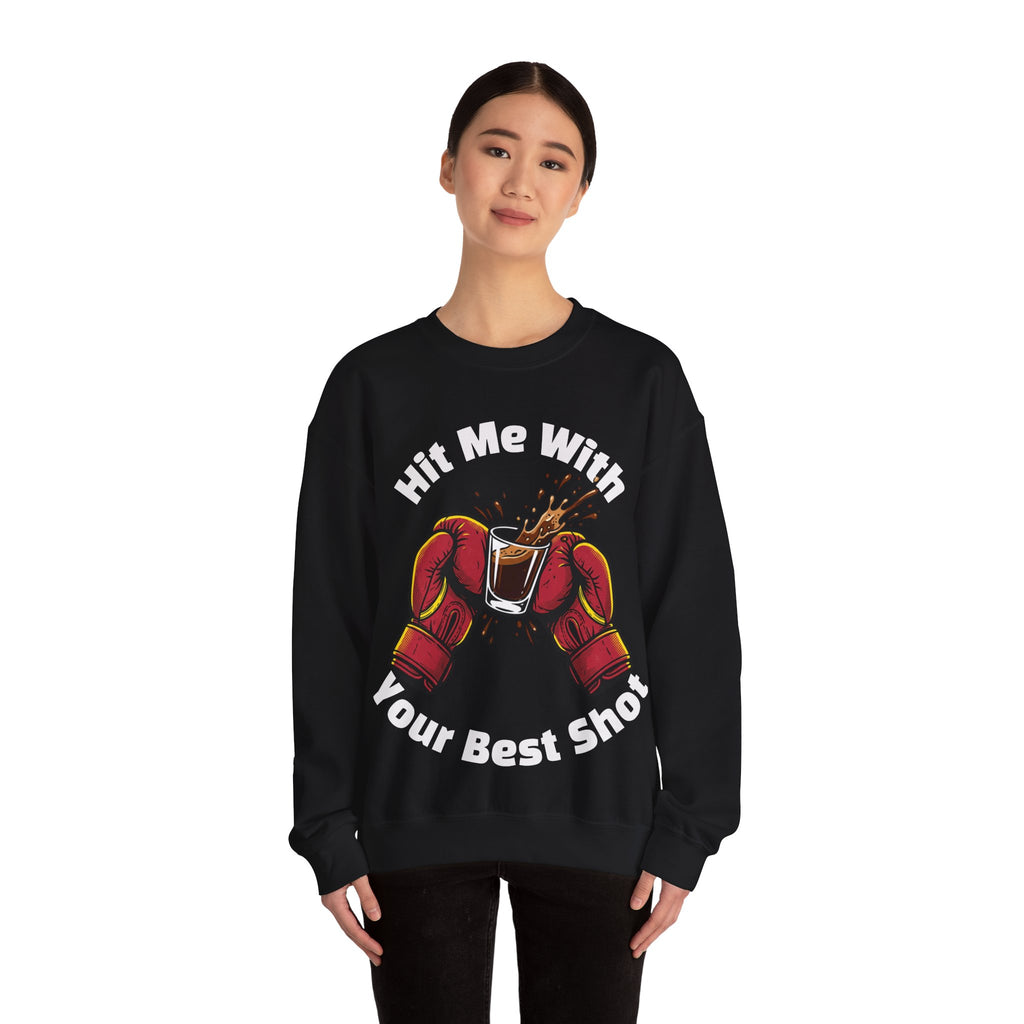 Hit Me With Your Best Shot Espresso Boxer Sweatshirt - Funny Coffee Pun