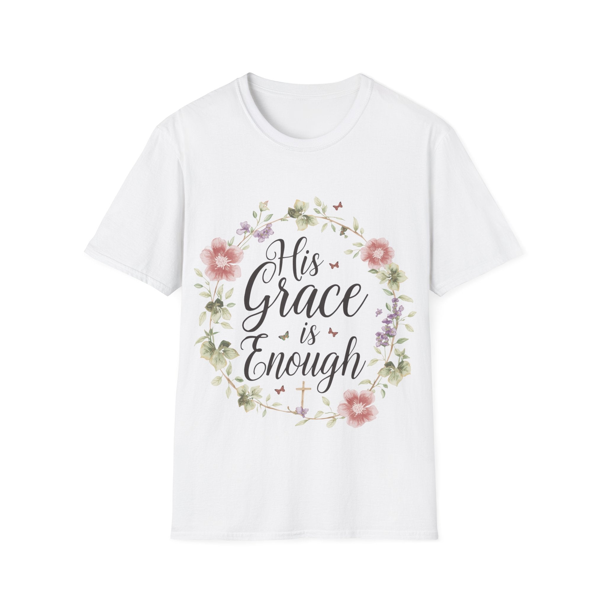 His Grace is Enough T-Shirt | Christian Cottagecore Shirt | Faith Floral Bible Verse Tee