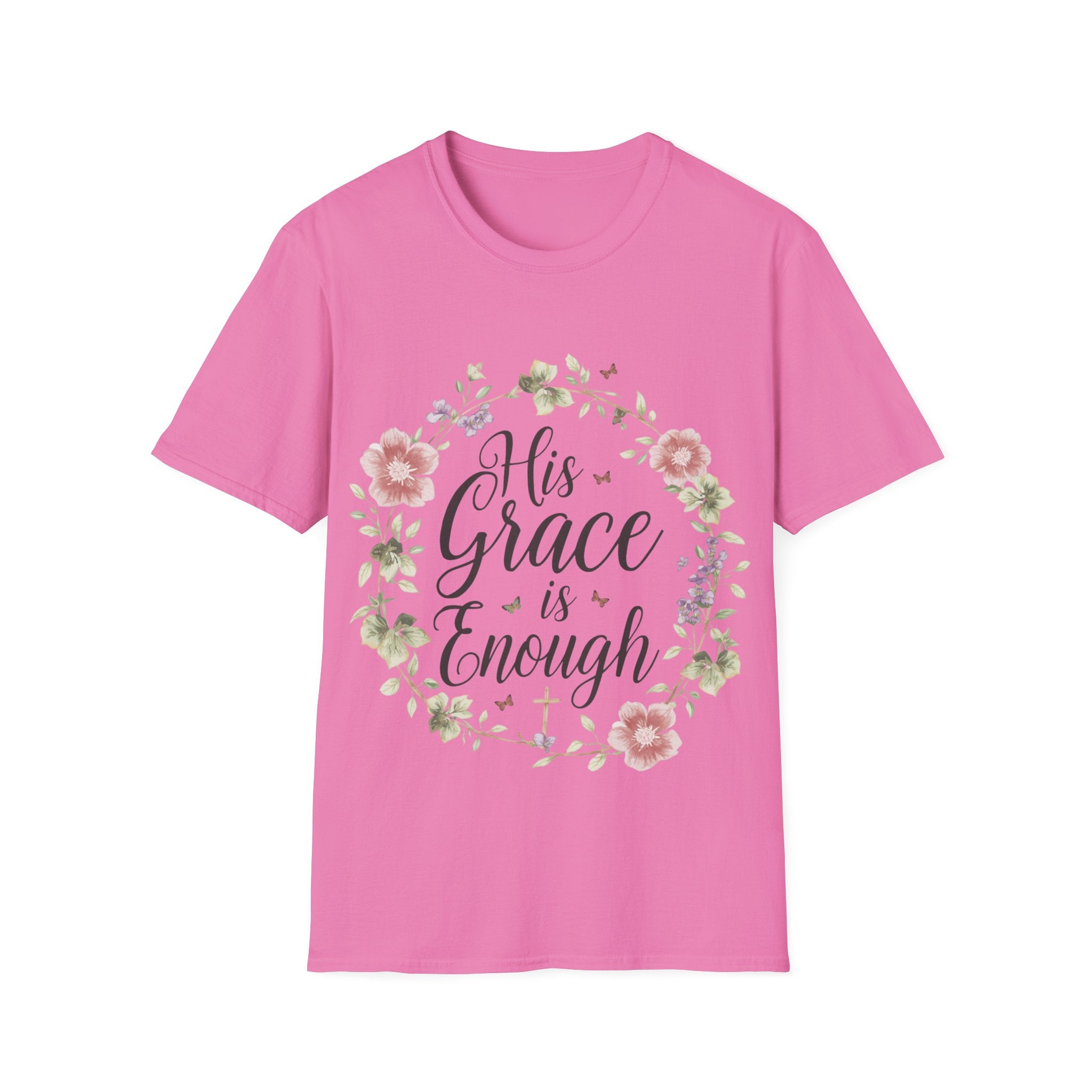 His Grace is Enough T-Shirt | Christian Cottagecore Shirt | Faith Floral Bible Verse Tee