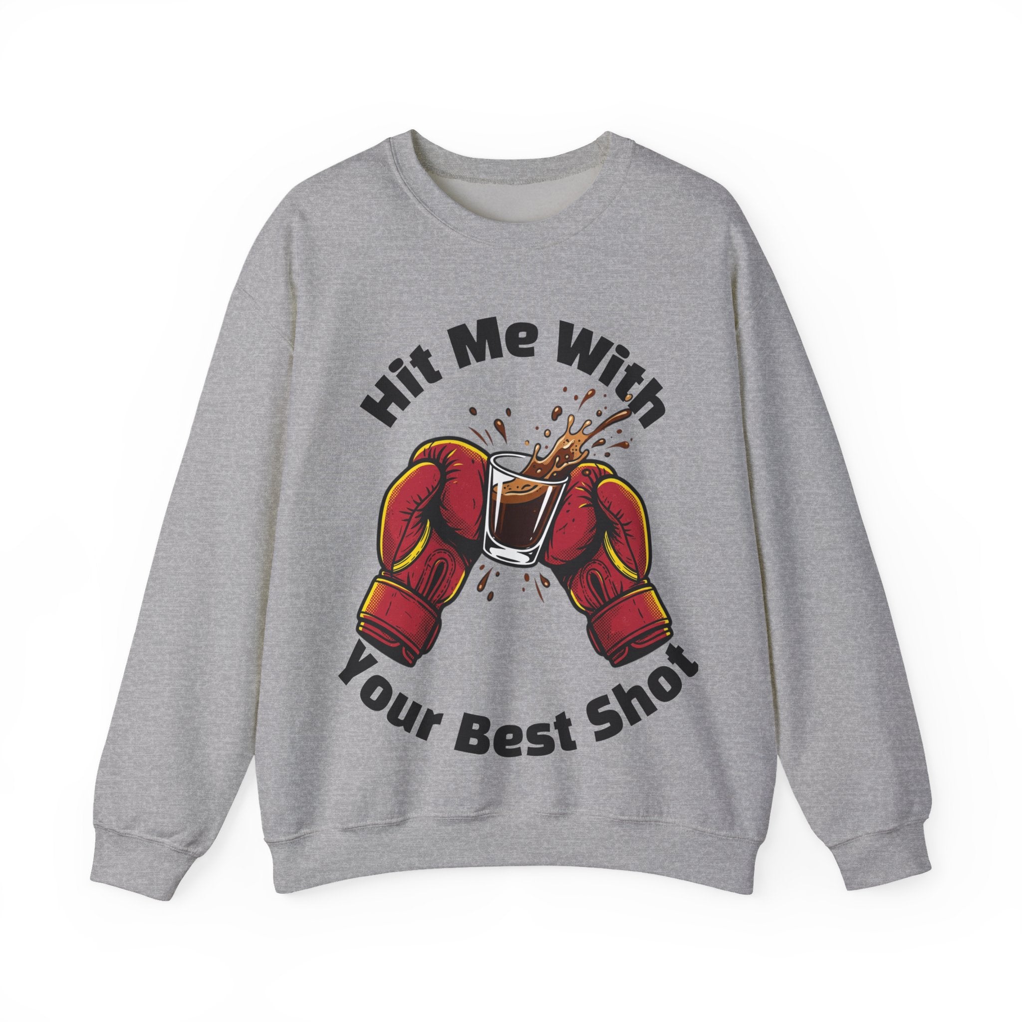 Hit Me With Your Best Shot Espresso Boxer Sweatshirt - Funny Coffee Pun