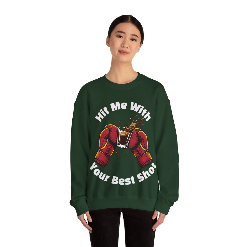 Hit Me With Your Best Shot Espresso Boxer Sweatshirt - Funny Coffee Pun