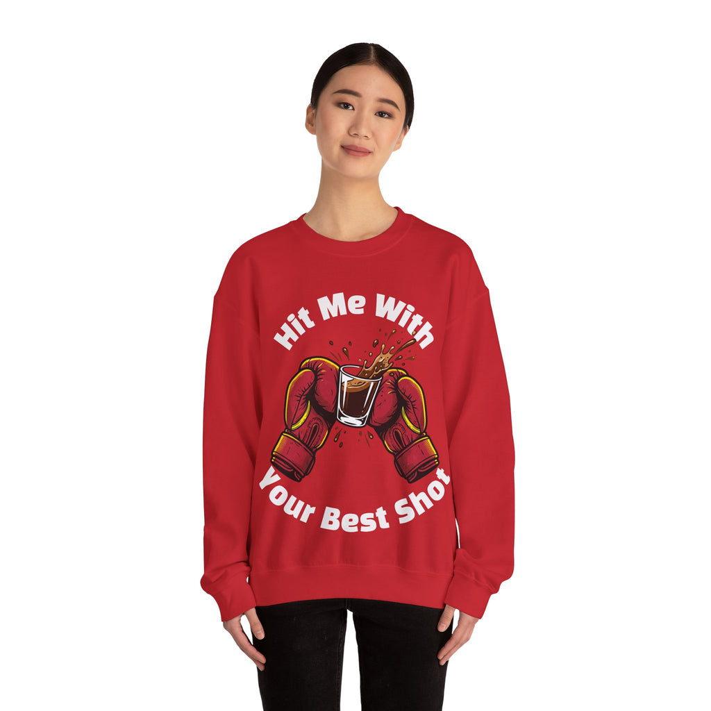 Hit Me With Your Best Shot Espresso Boxer Sweatshirt - Funny Coffee Pun