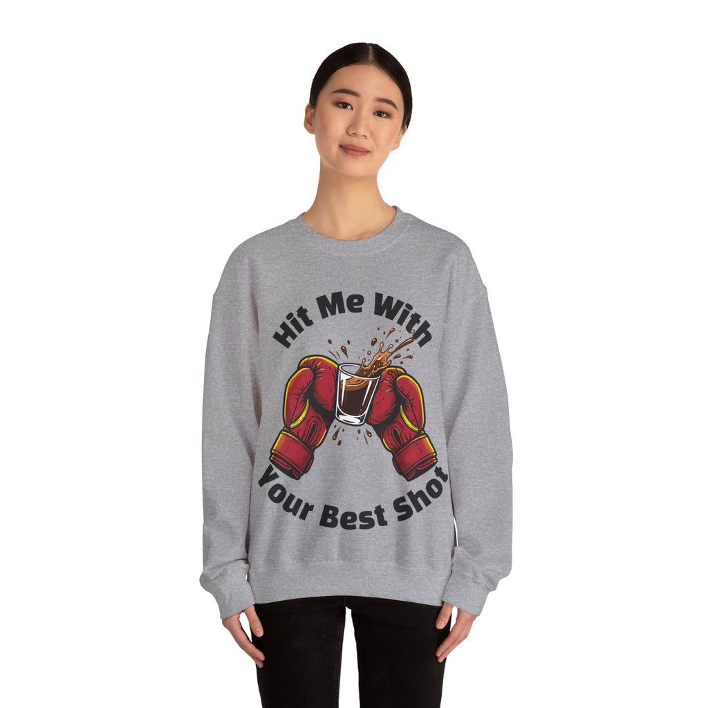 Hit Me With Your Best Shot Espresso Boxer Sweatshirt - Funny Coffee Pun