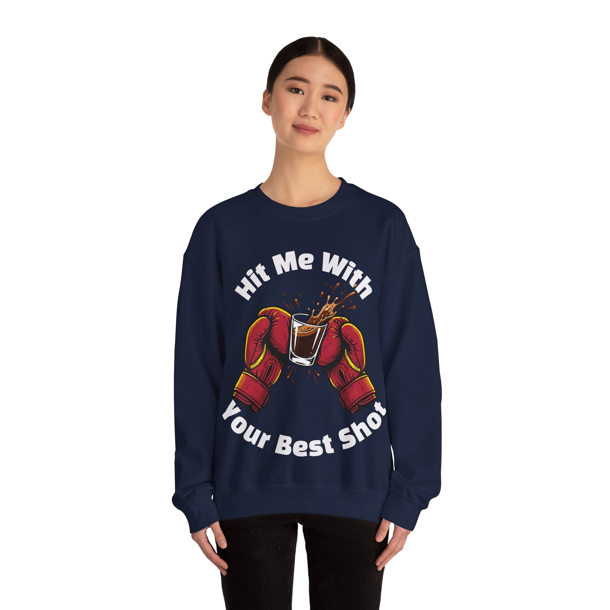 Hit Me With Your Best Shot Espresso Boxer Sweatshirt - Funny Coffee Pun