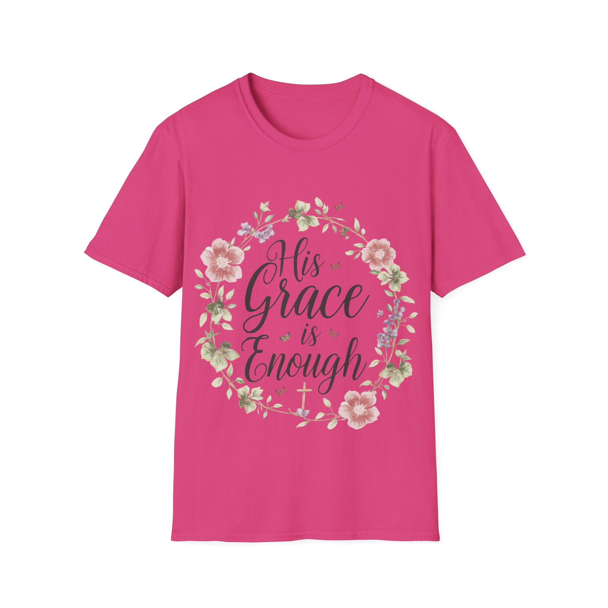 His Grace is Enough T-Shirt | Christian Cottagecore Shirt | Faith Floral Bible Verse Tee