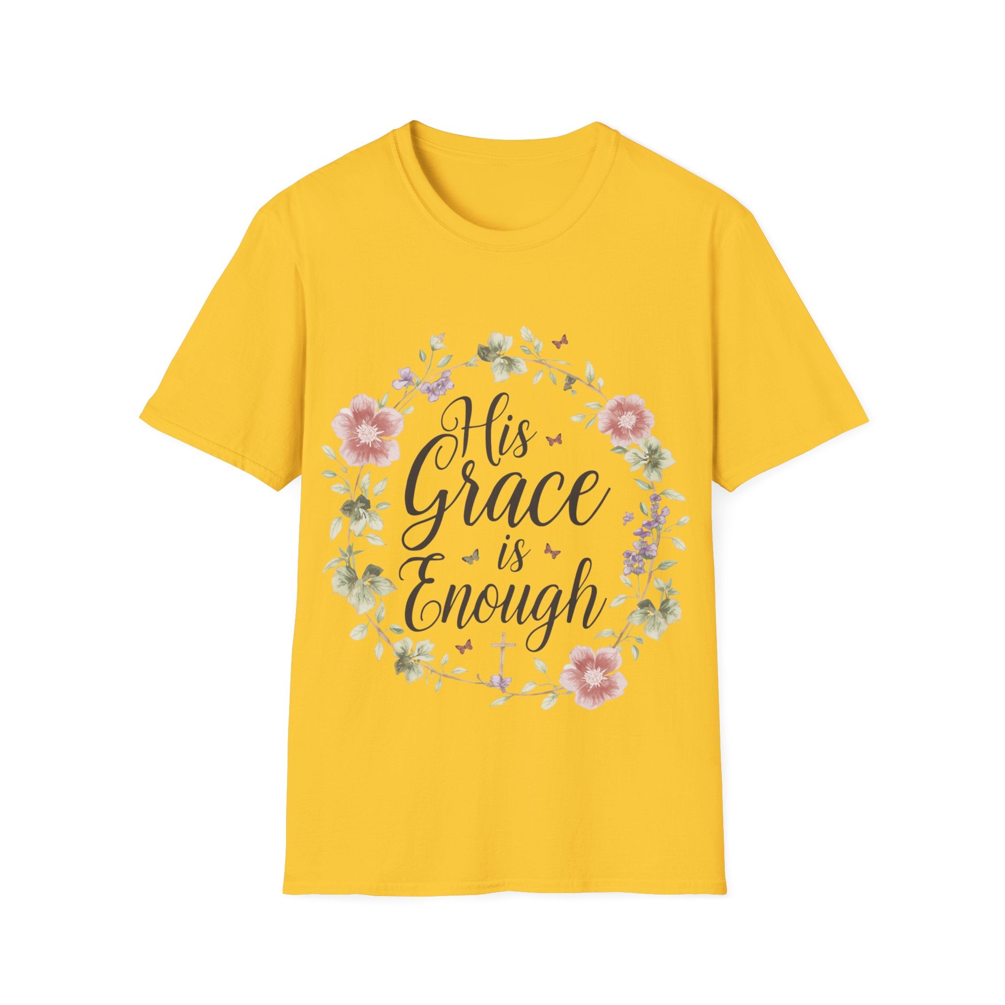 His Grace is Enough T-Shirt | Christian Cottagecore Shirt | Faith Floral Bible Verse Tee