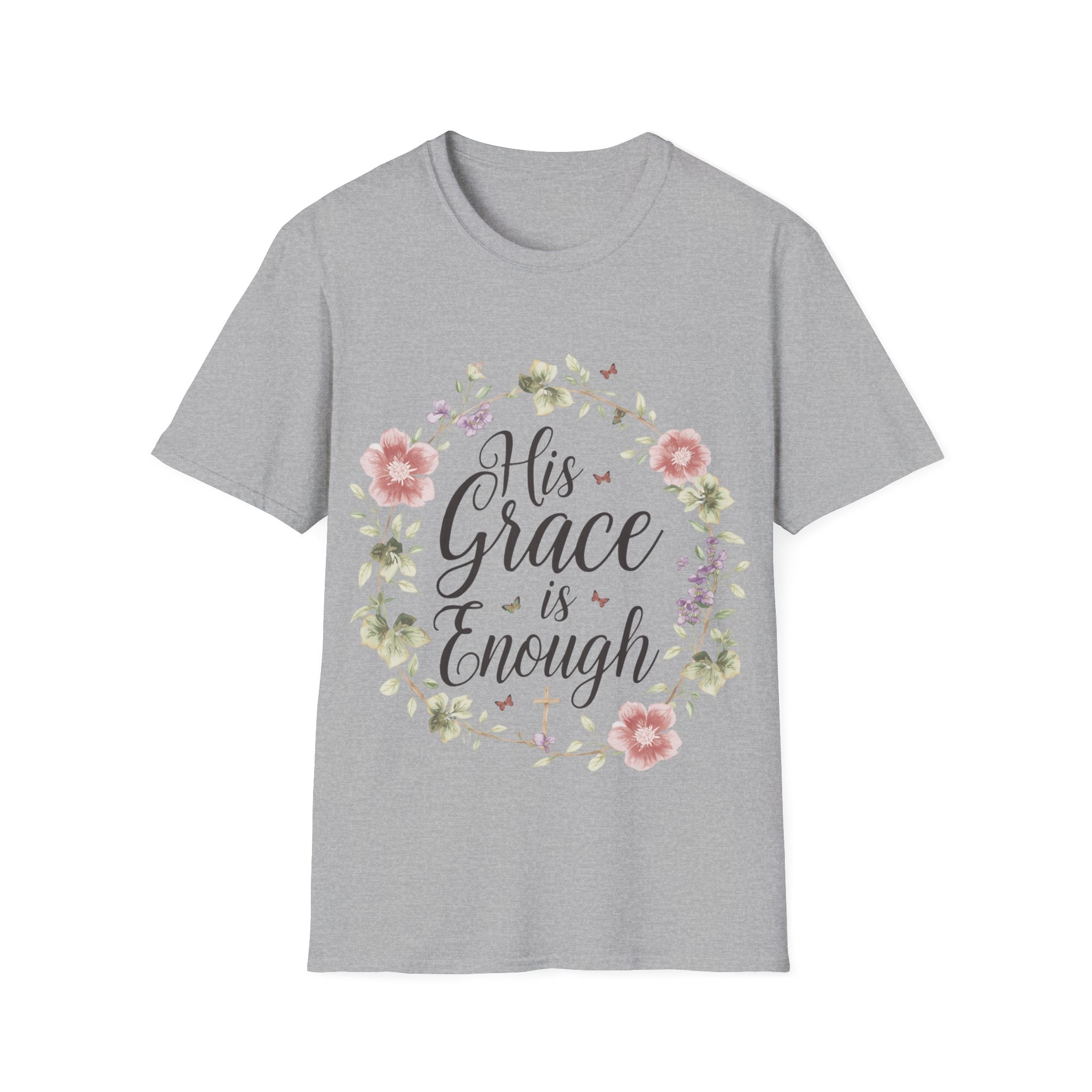 His Grace is Enough T-Shirt | Christian Cottagecore Shirt | Faith Floral Bible Verse Tee