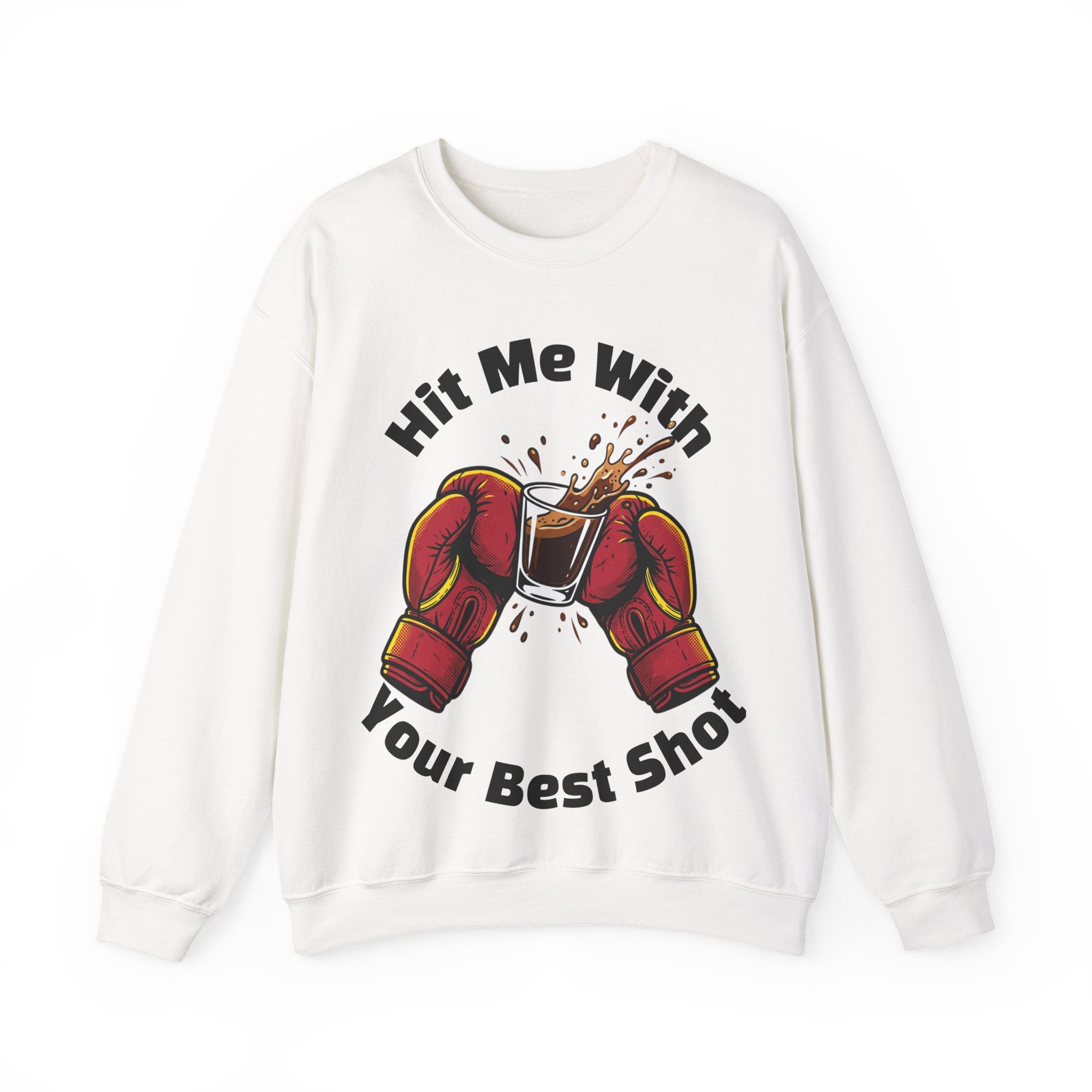 Hit Me With Your Best Shot Espresso Boxer Sweatshirt - Funny Coffee Pun